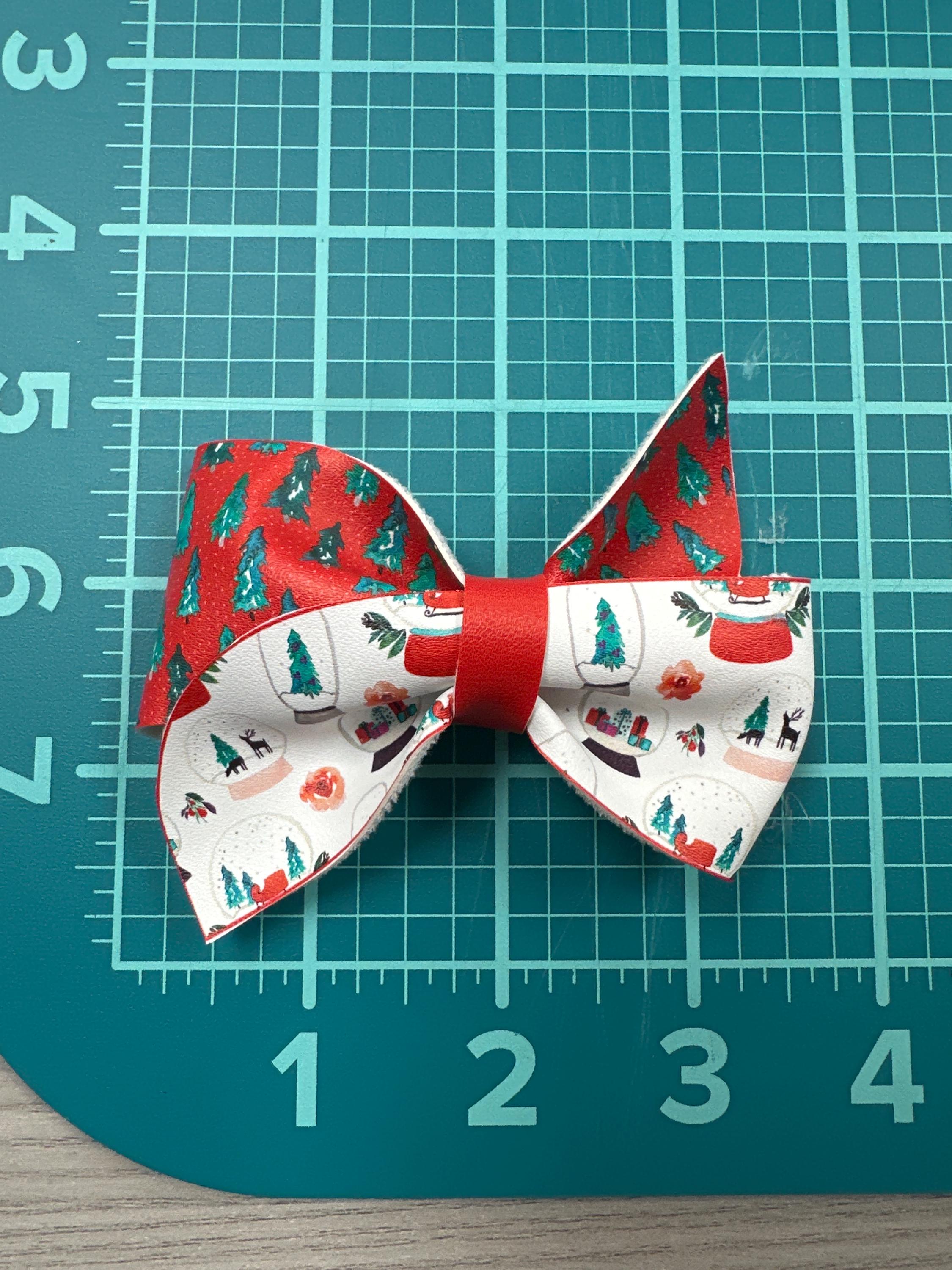 Christmas Forest Pinwheel Faux Leather Hair bows