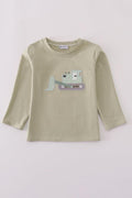 Cream excavator applique top