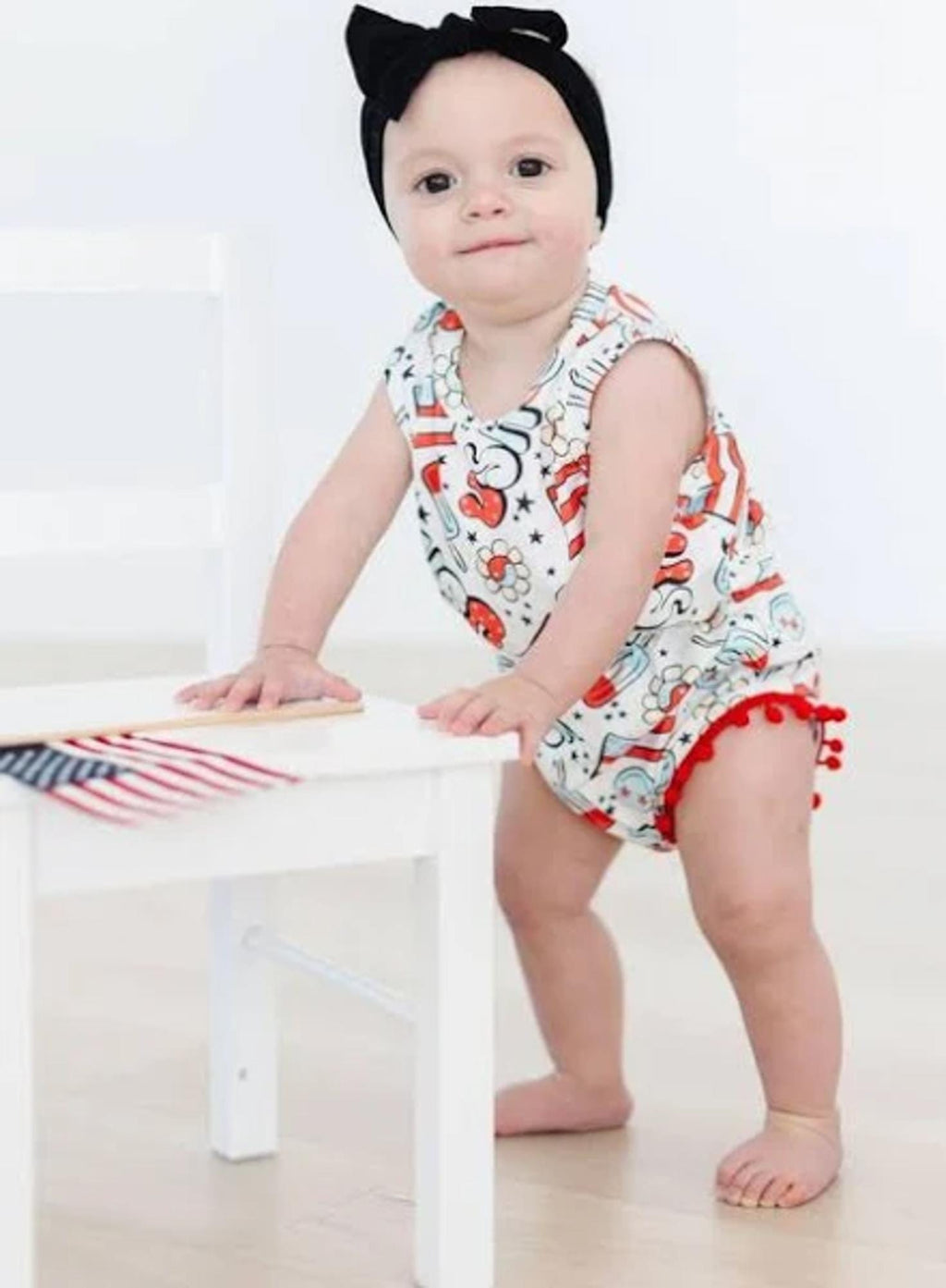 Star Spangled Cutie Pom Pom Romper