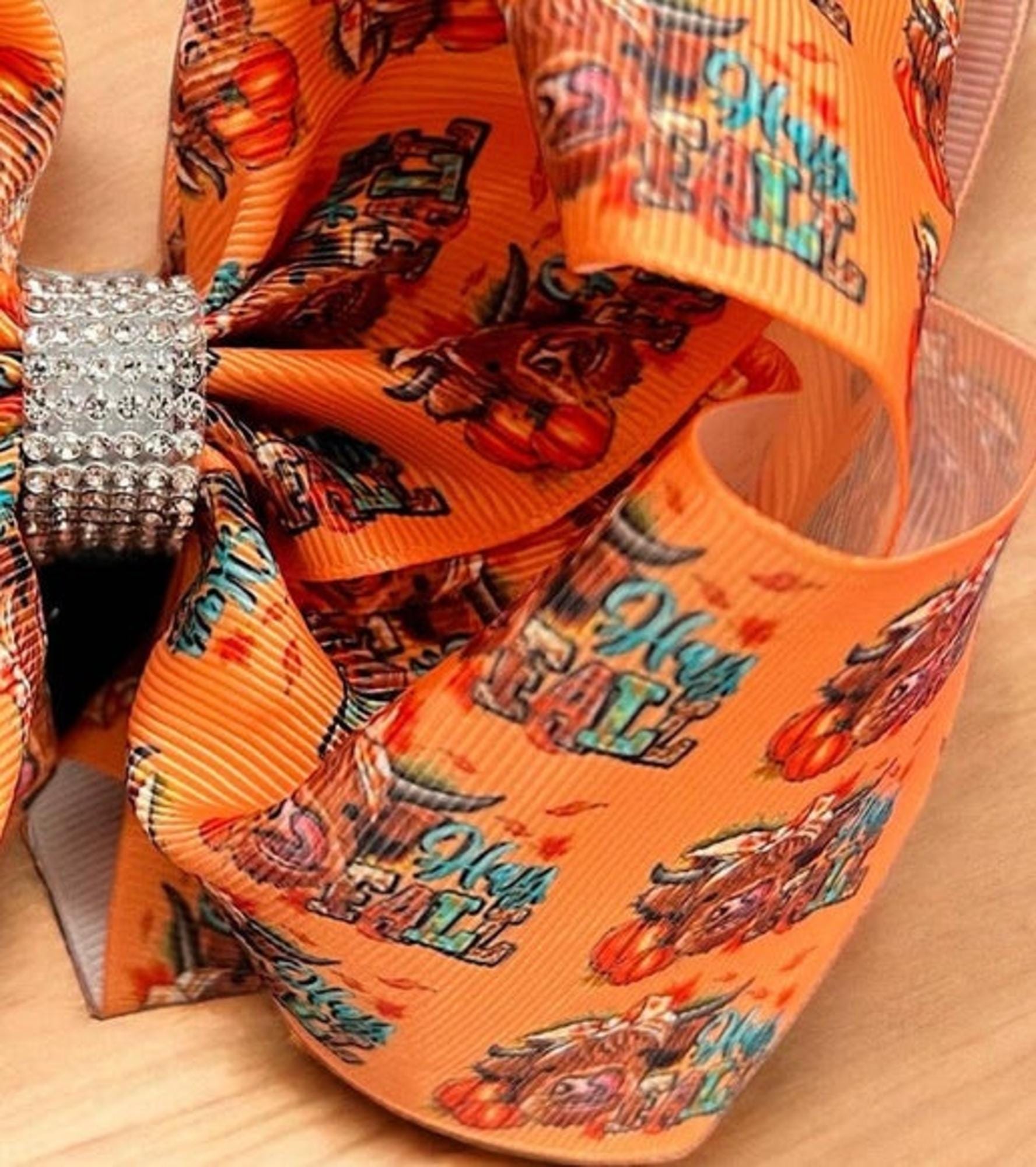 6.5" Double layer fall printed hair bows