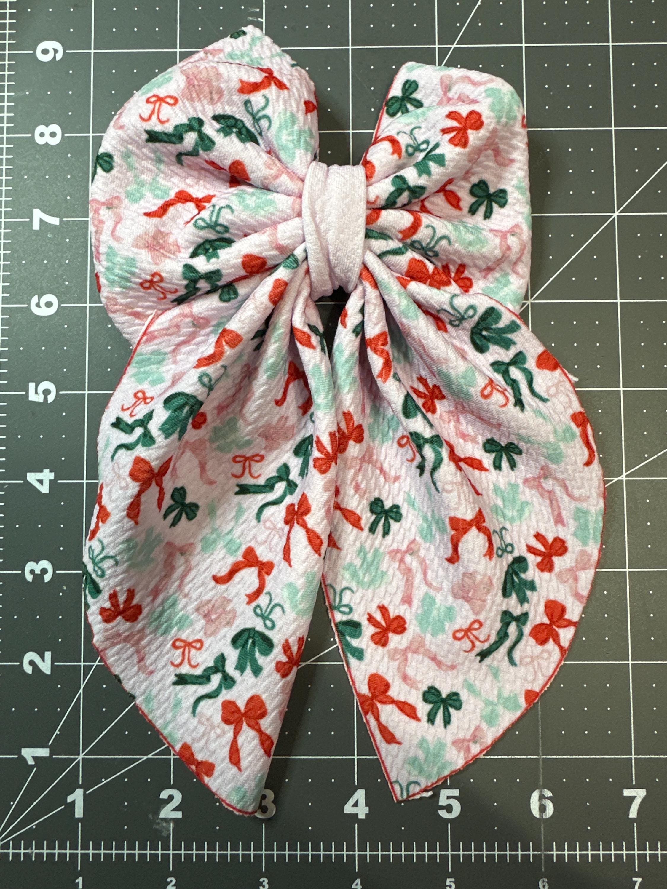 Girly Christmas Flowy Sailor Fabric Hair Bows