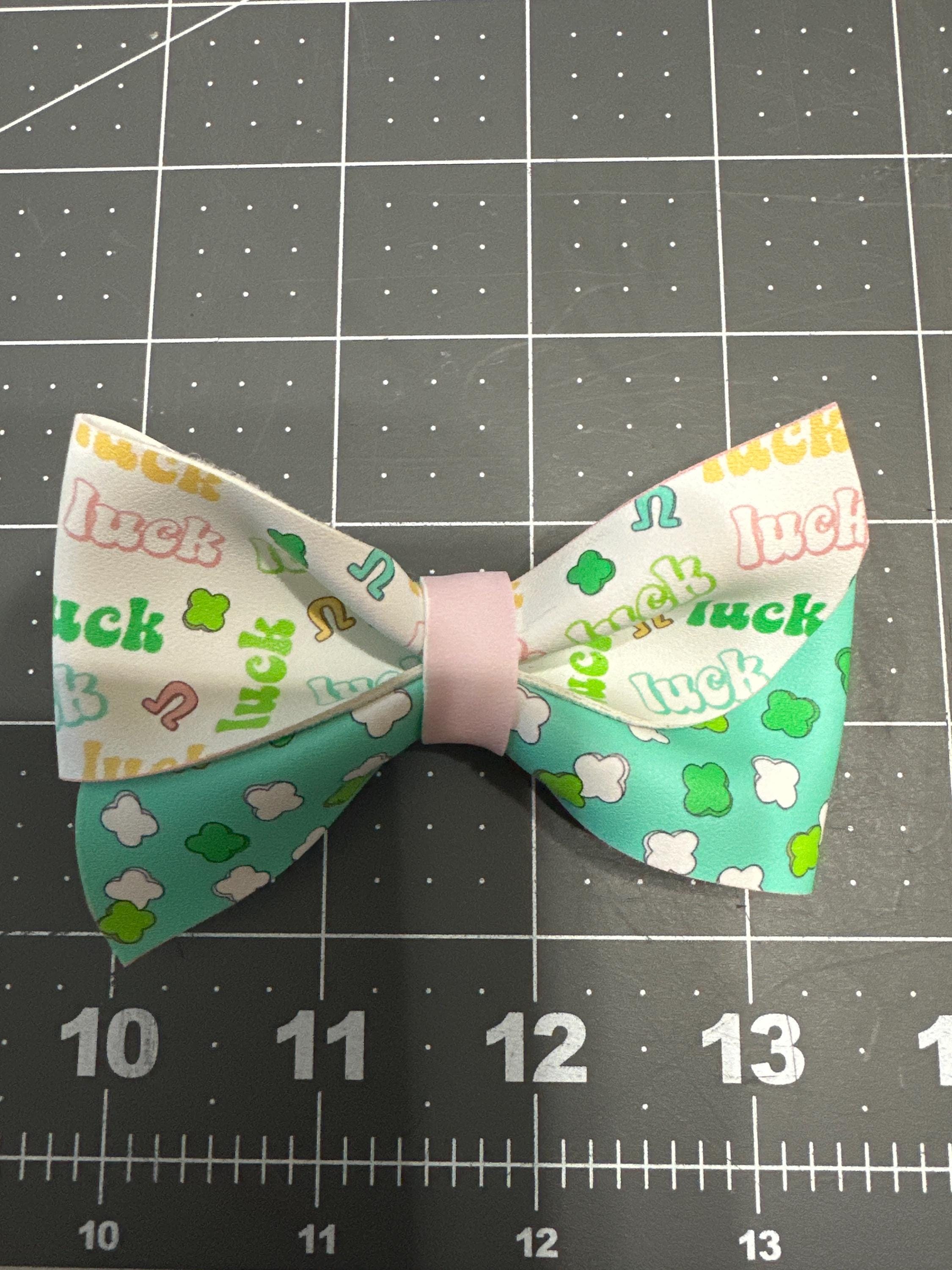 St Patrick's Day Hair Bow, Luck Faux Leather Clip
