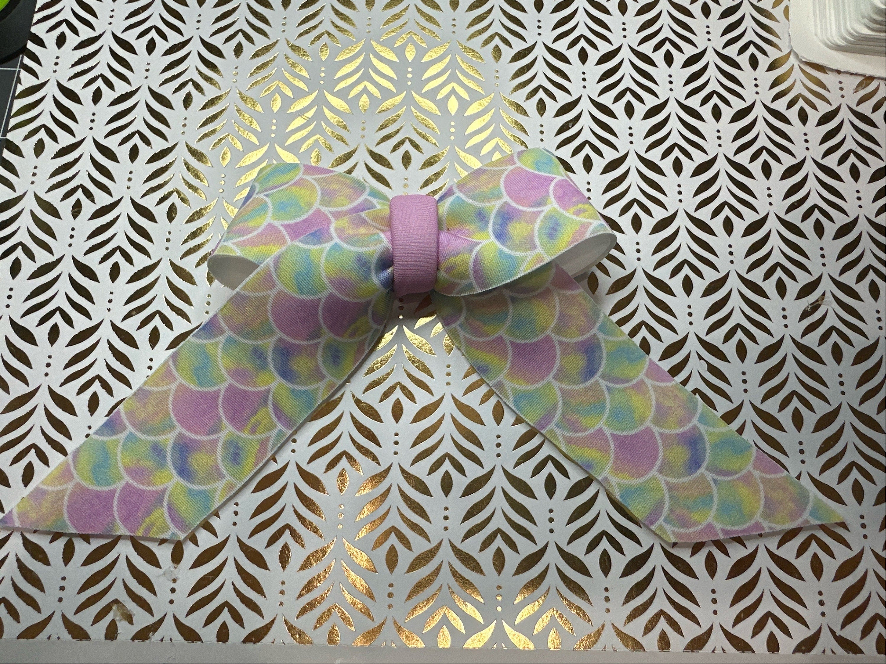 Watercolor Mermaid Scales Long Tails Hair bow