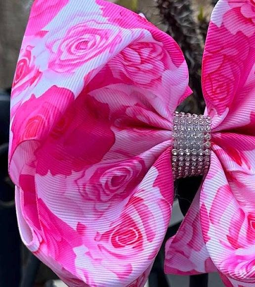 6.5" Rose Printed Hair Bows.