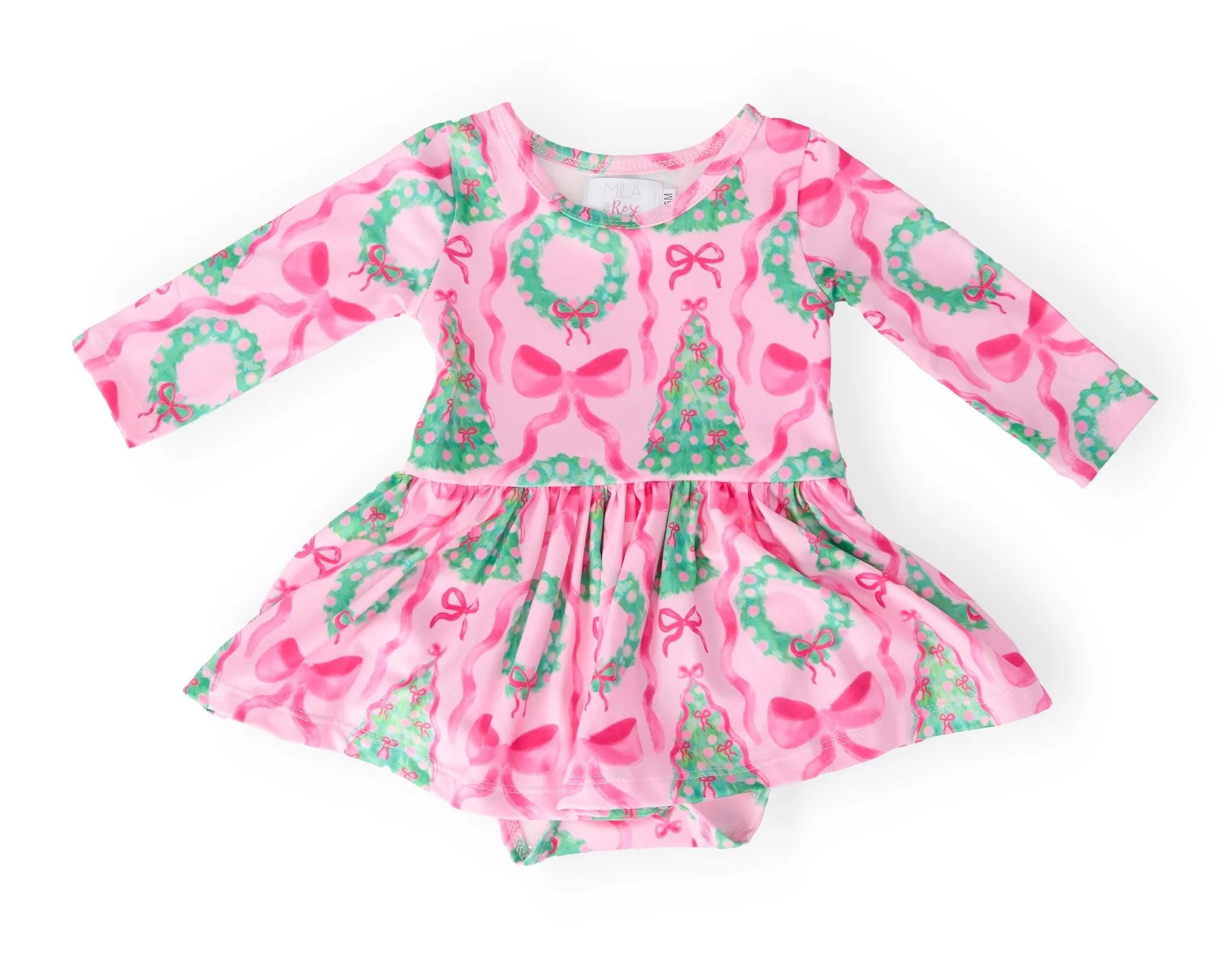 Jingle Bows Long Sleeve Twirl Bodysuit