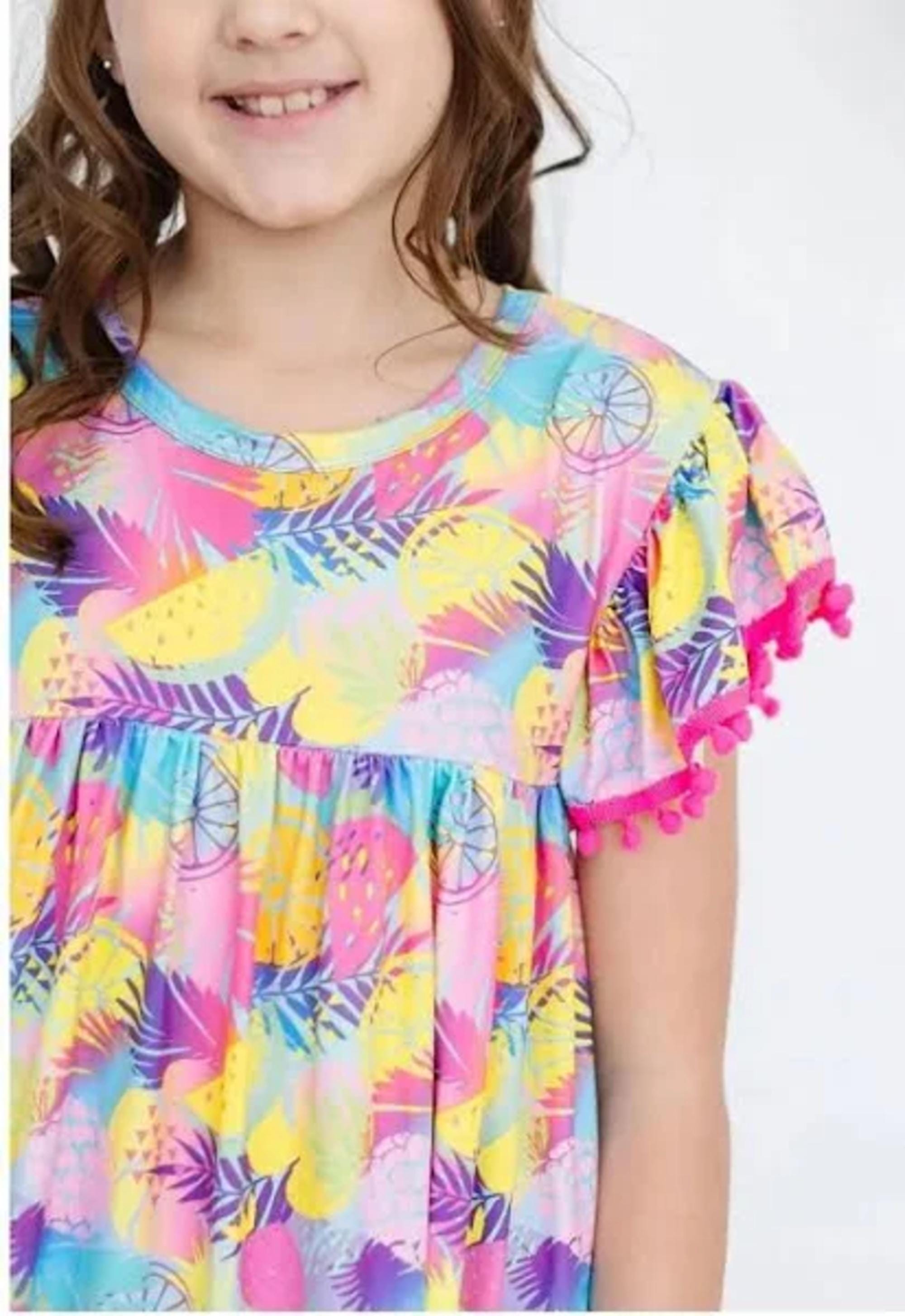 Tropical Glow Pom Pom Dress