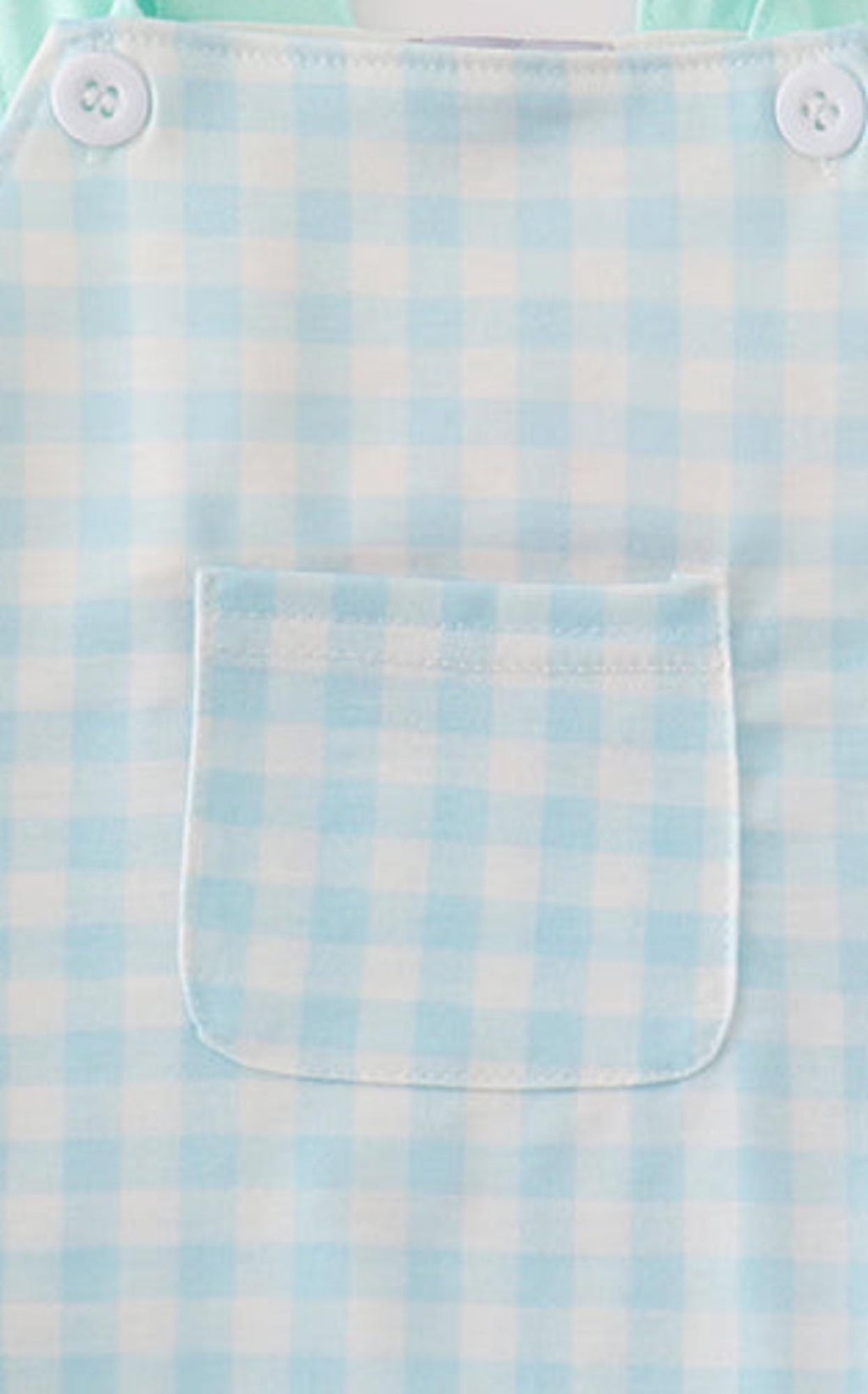 Blue gingham boy bubble romper