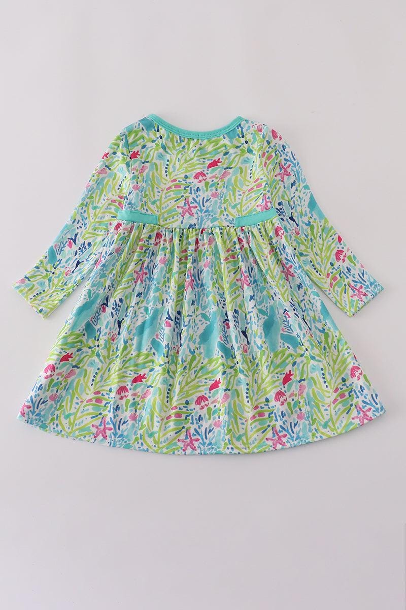 Green meadow splash ruffle bubble outfit