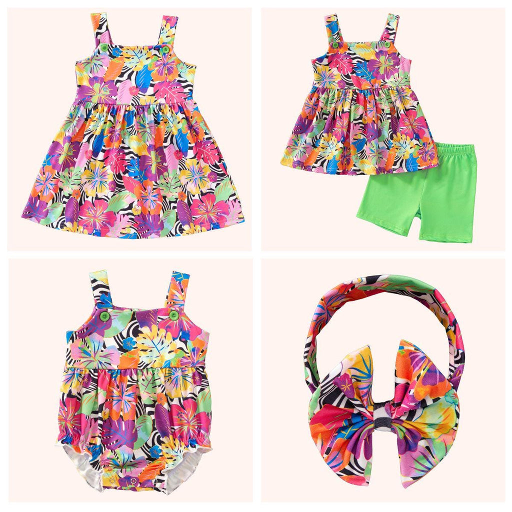 Tropical Hibiscus Girl Romper