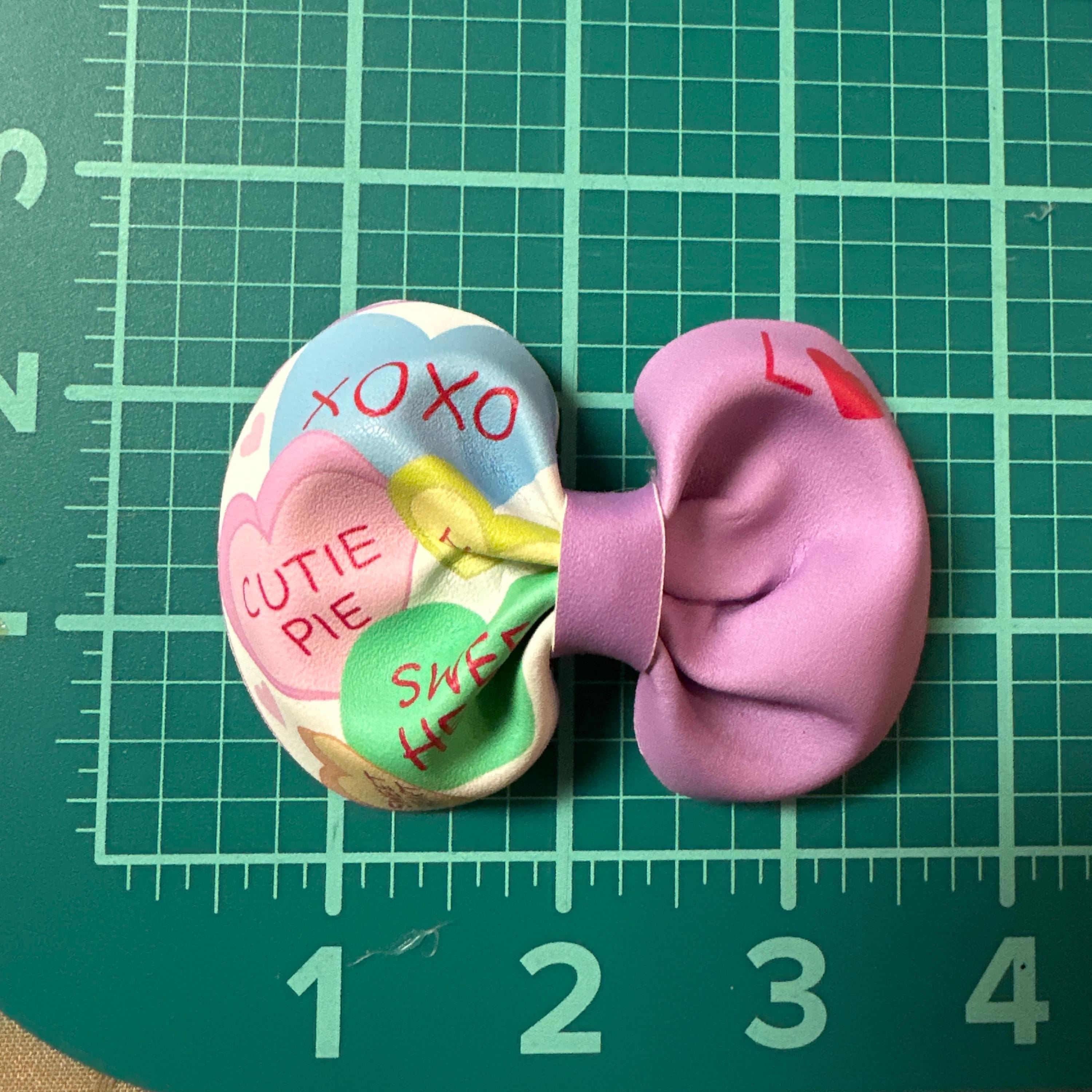 Pastel Conversation Hearts Faux Leather Hair bows