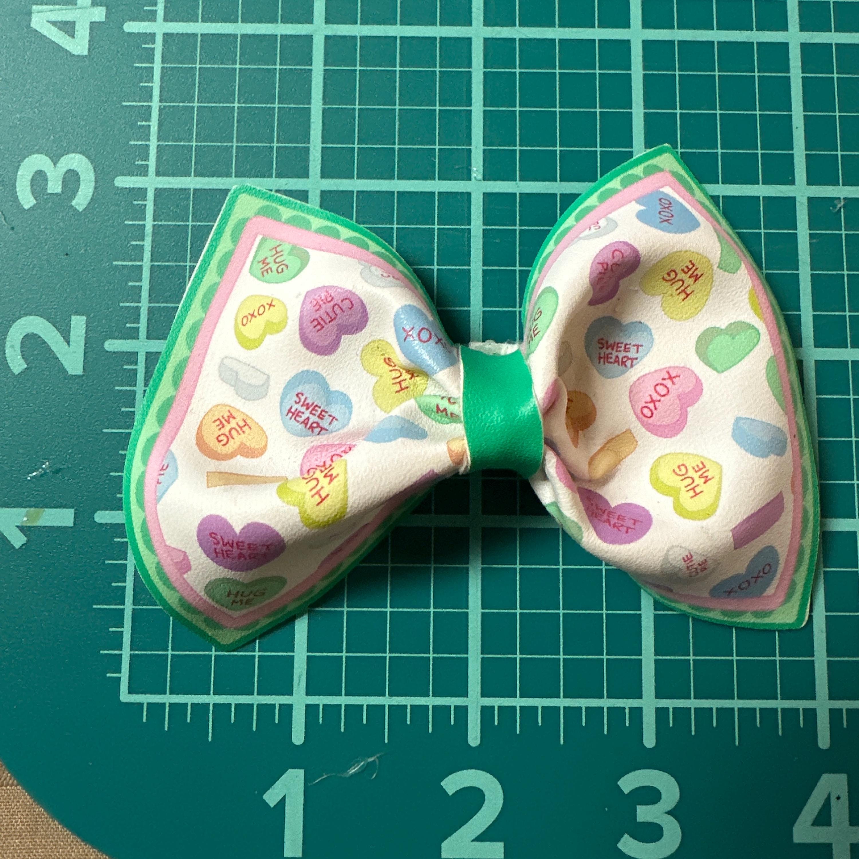 Pastel Conversation Hearts Faux Leather Hair bows