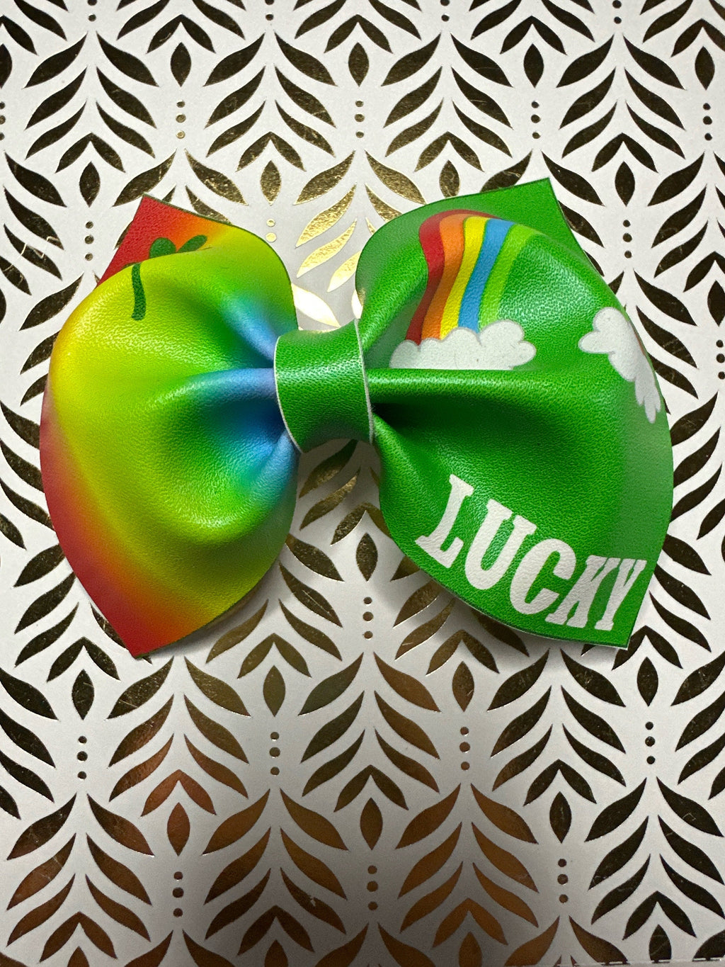 Lucky Leprechaun Faux Leather Hair bows