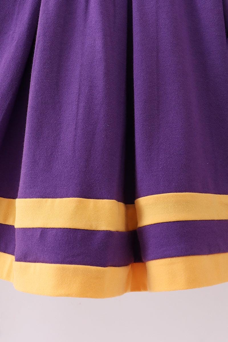 Purple LSU Go Team embroidery ruffle dress