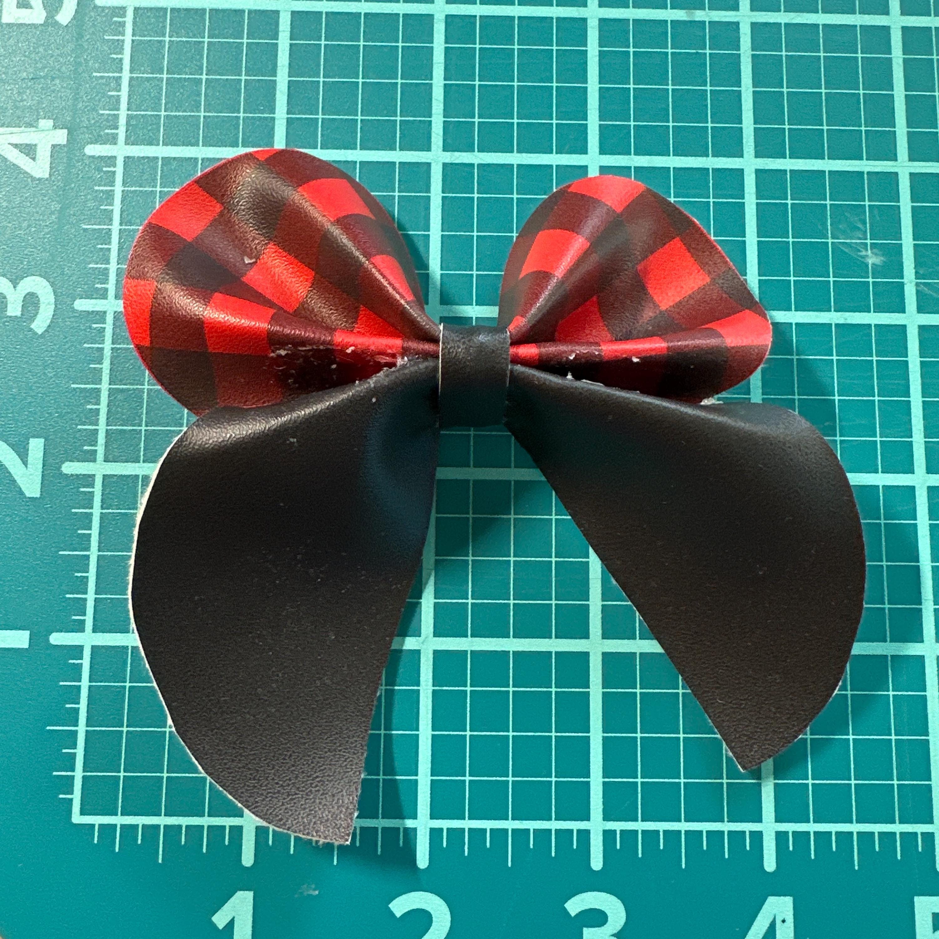 Red Buffalo Plaid Bubble Sailor Faux Leather Hair bows