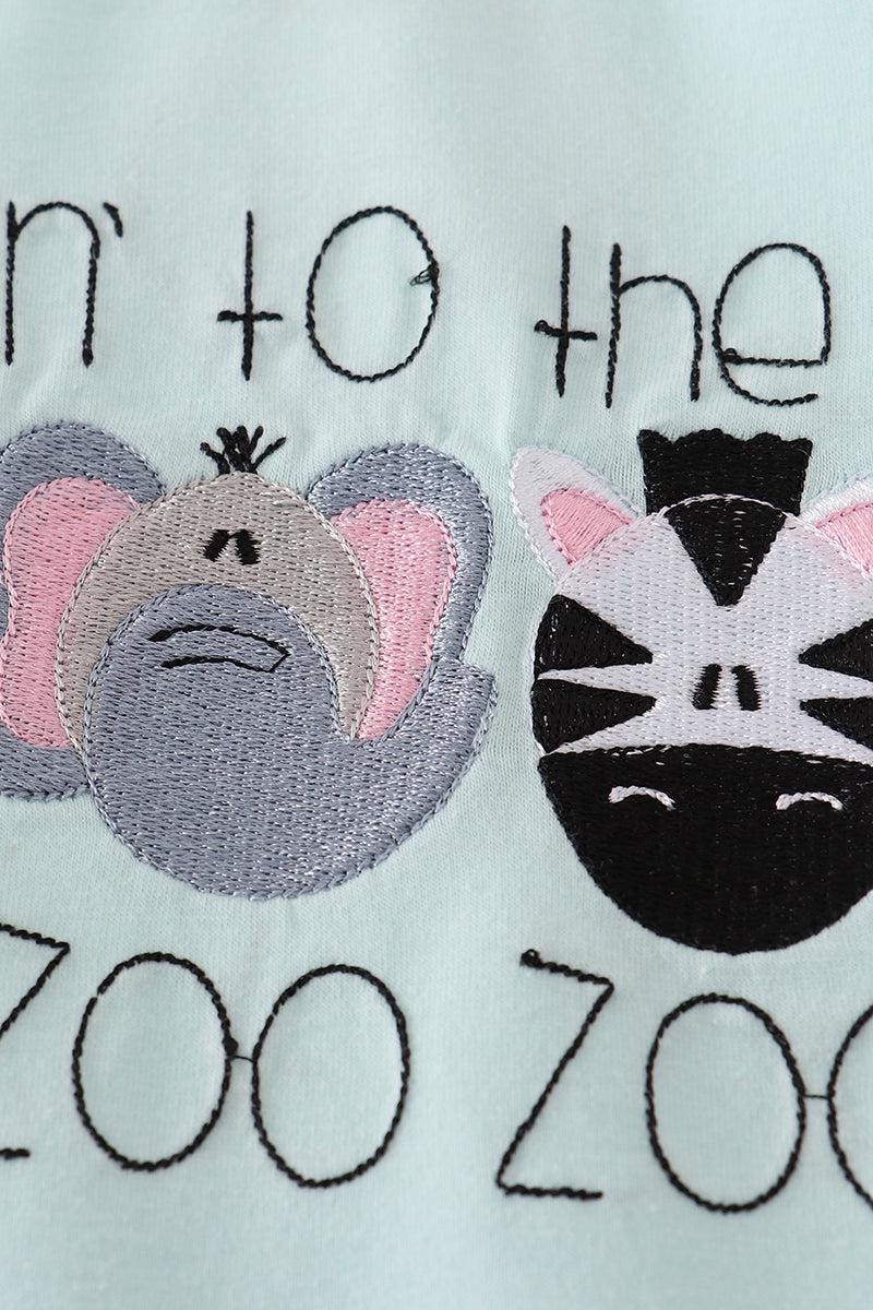 Blue GOIN To The ZOO embroidery top