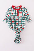 Plaid Ruffle Gown with Green Bow