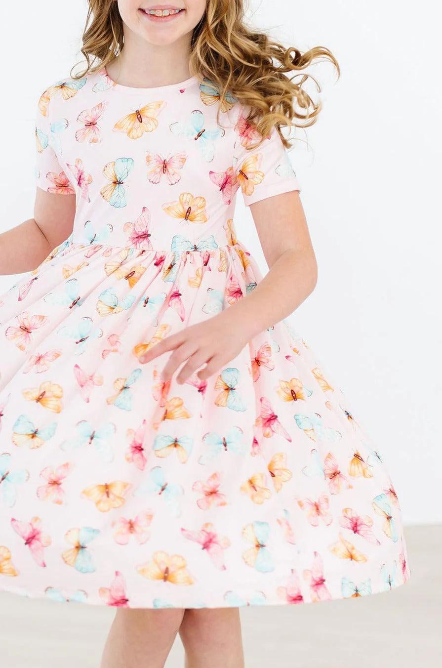 Butterfly Kisses Short Sleeve Pocket Twirl Dress