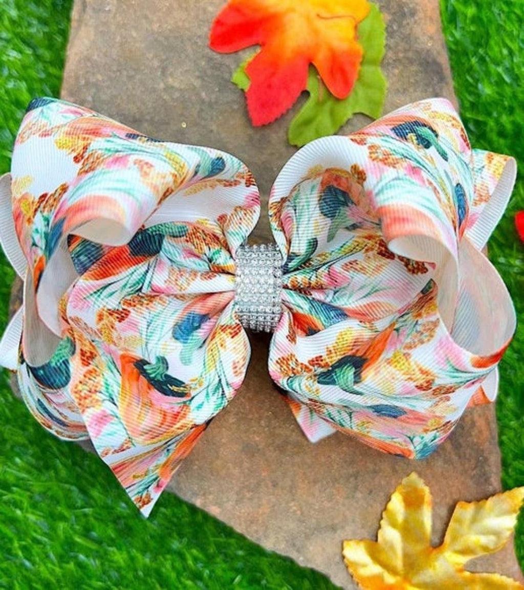 6.5" Double layer fall printed hair bows