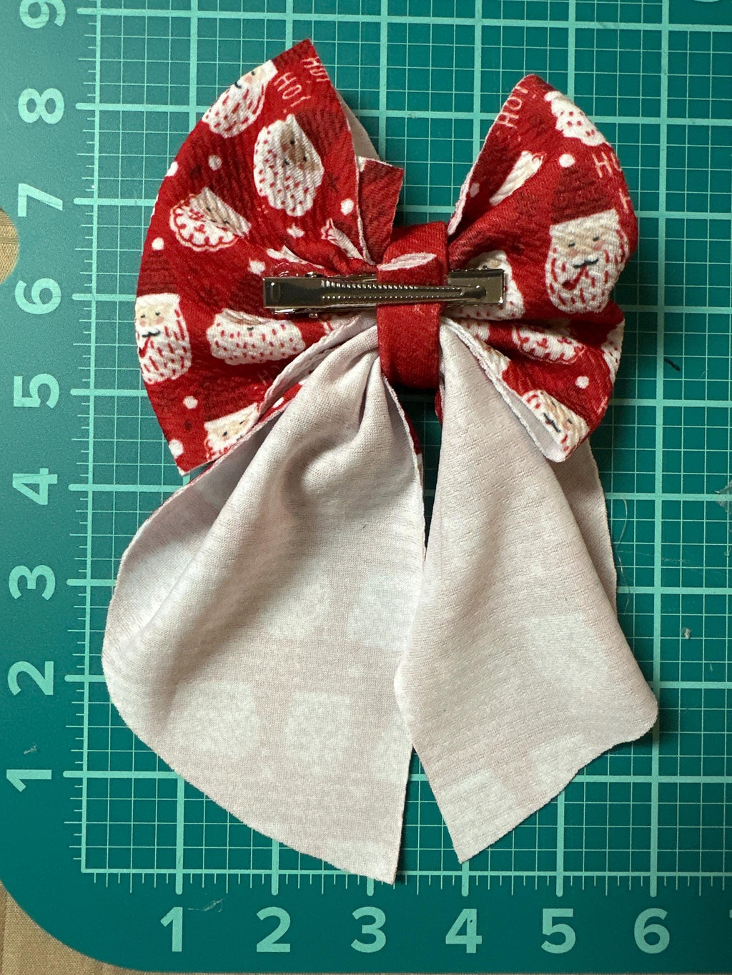 Christmas Snowman Fabric Hair Bow - Holiday Sailor Bow