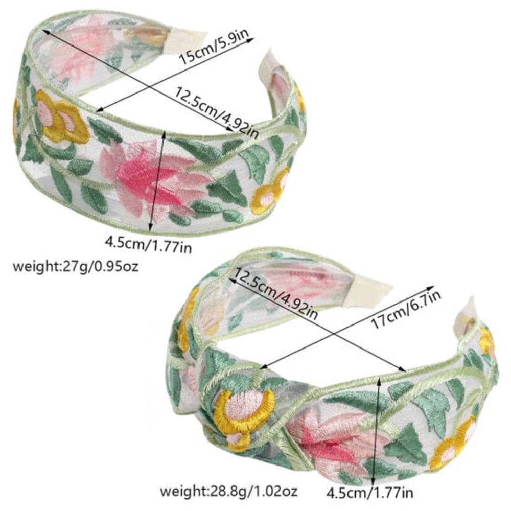 French Pastoral Mesh Floral Embroidered Headband