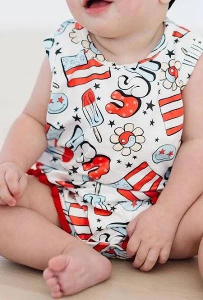 Star Spangled Cutie Pom Pom Romper