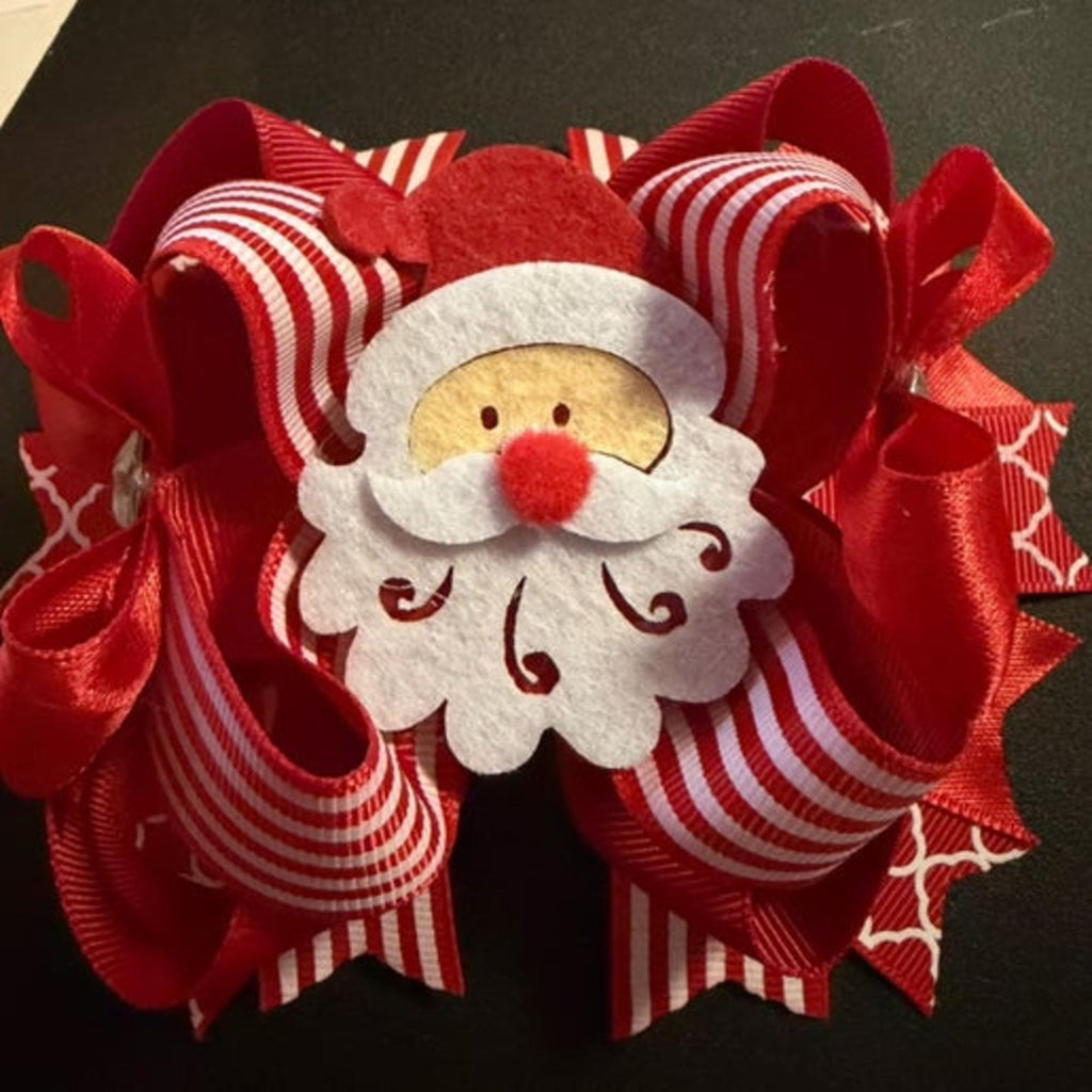 Handmade Christmas Santa Hair Bow for Girls and Toddlers