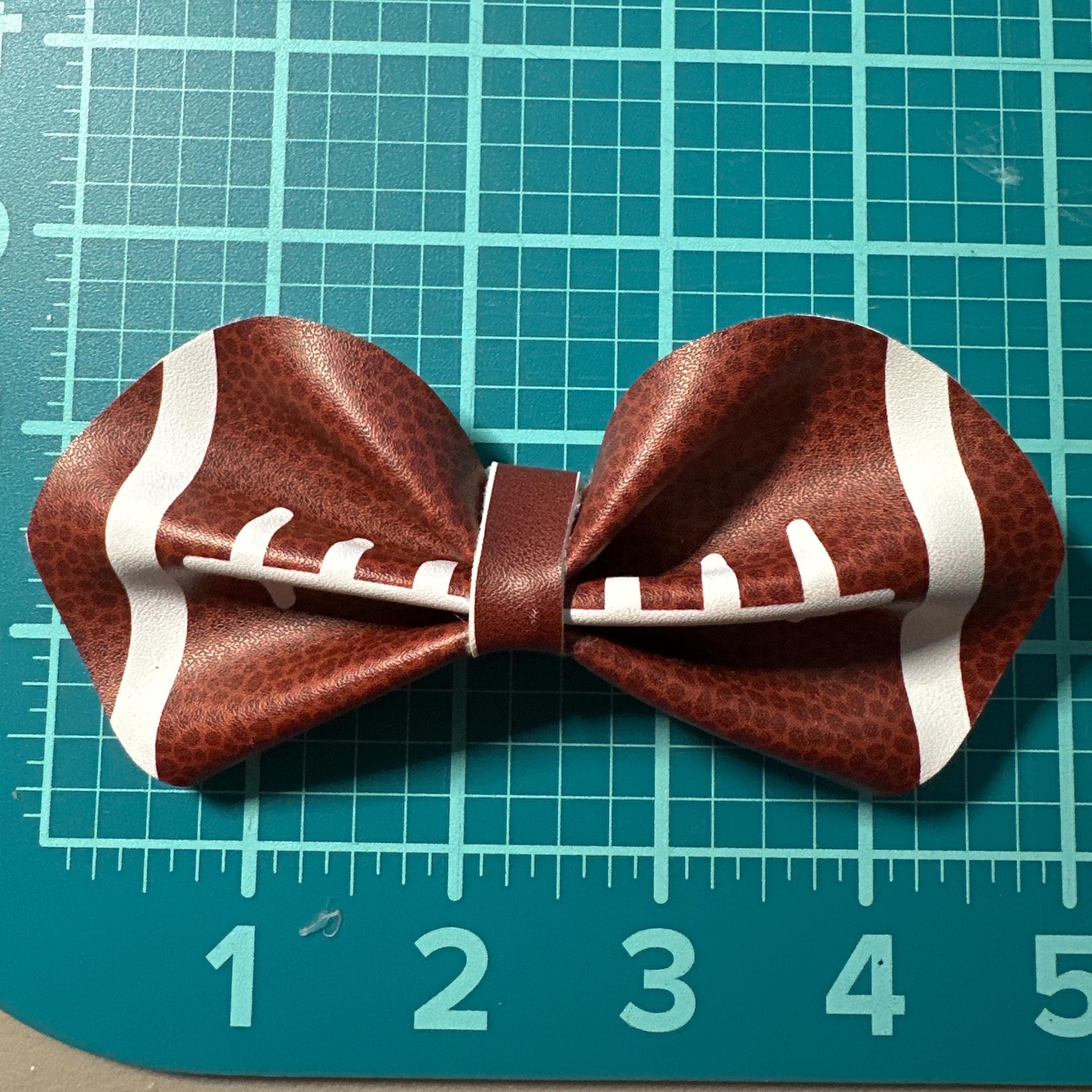 Football Faux Leather Hair bows