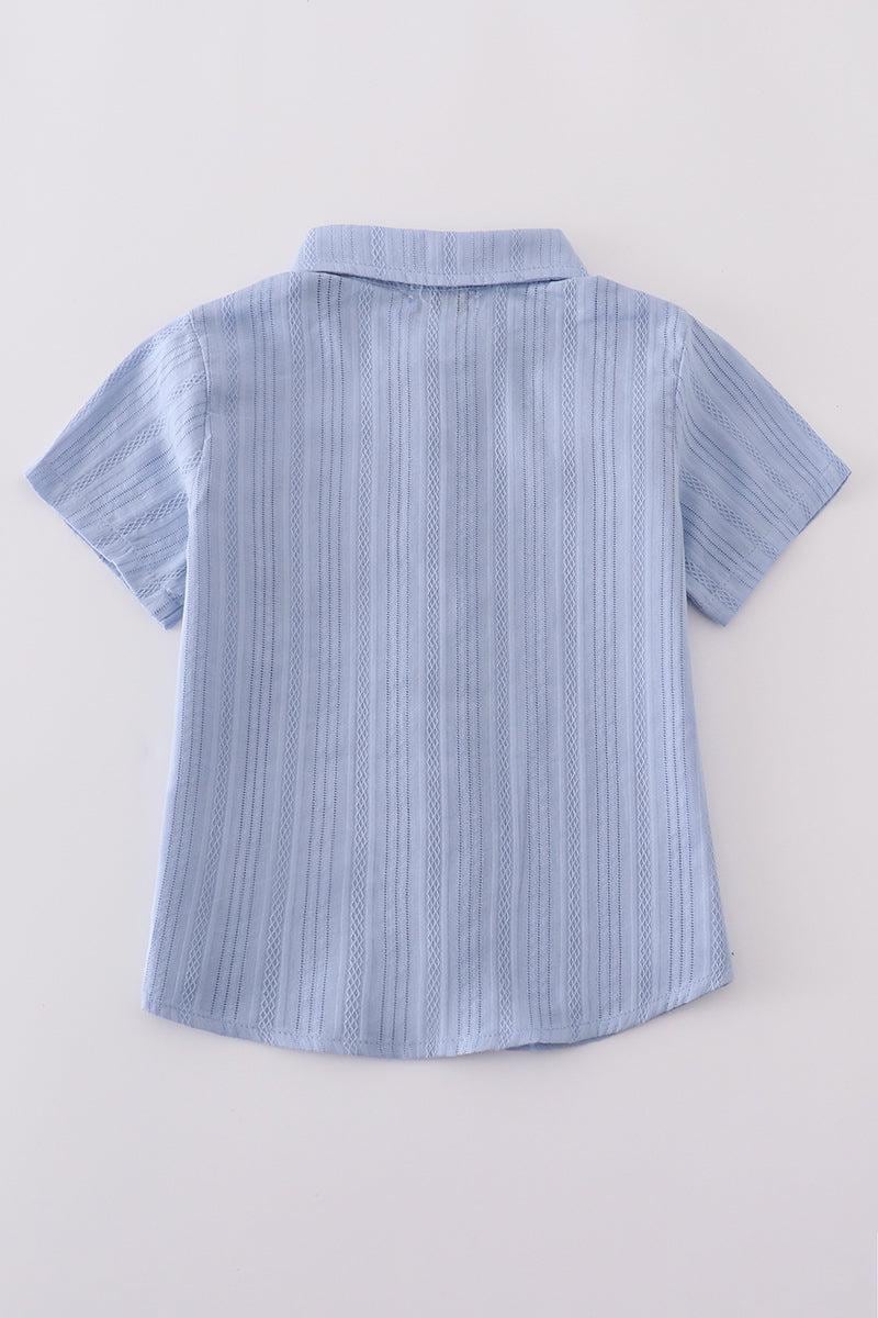 Blue cross embroidery button down shirt