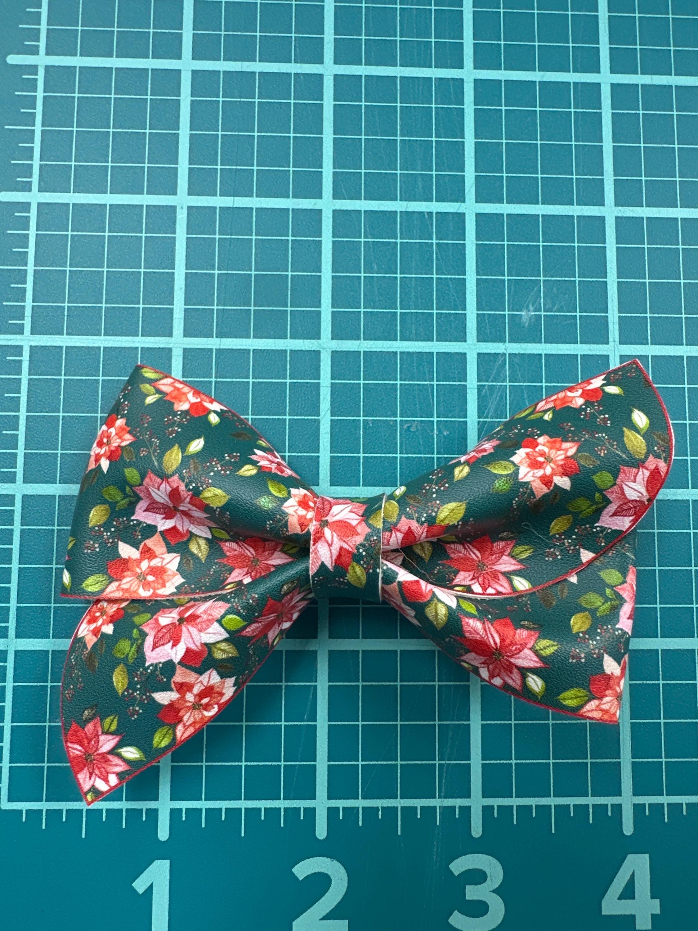 Christmas Forest Pinwheel Faux Leather Hair bows