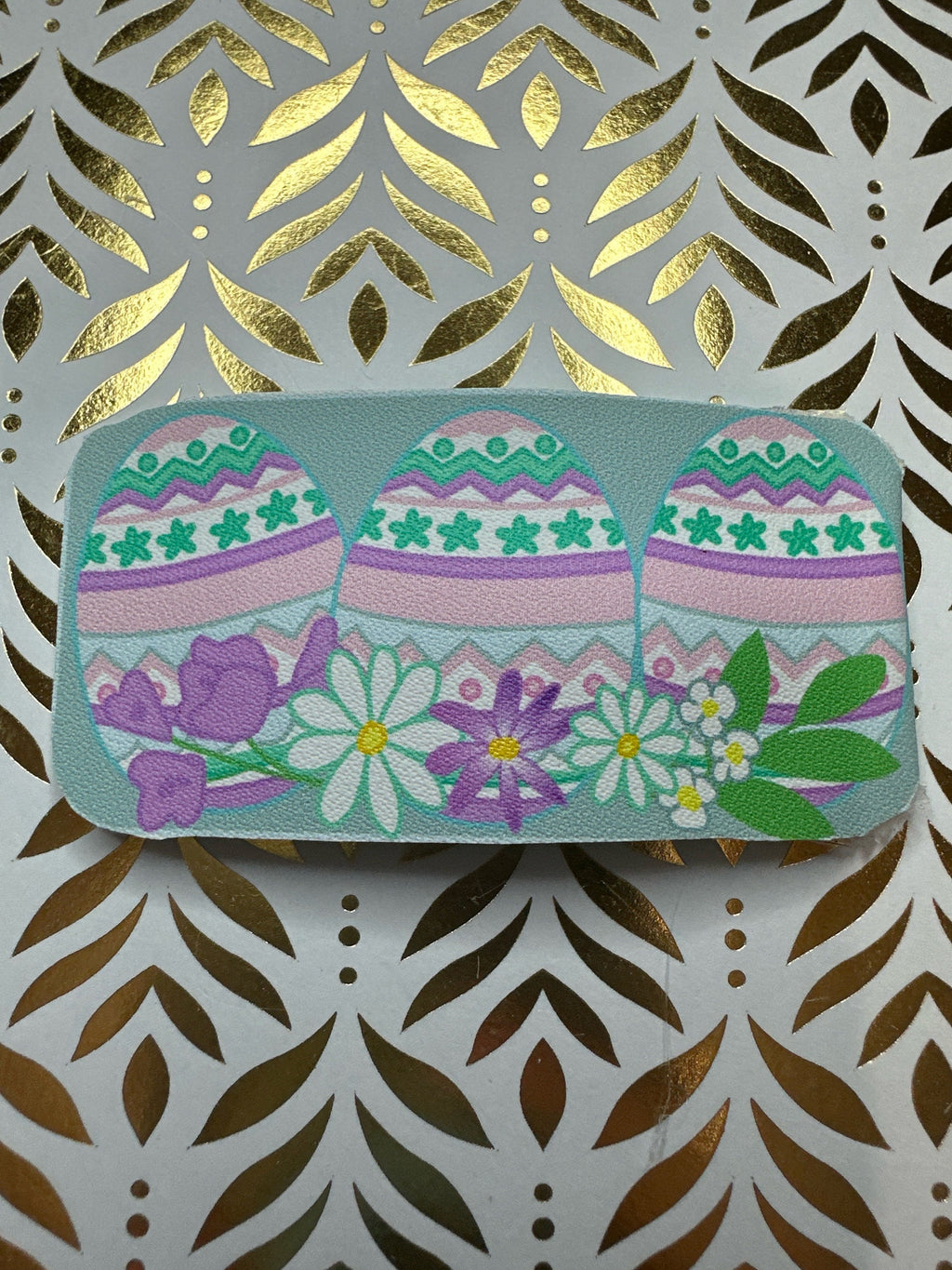 Pastel Spring Garden Faux Leather Hair Clip
