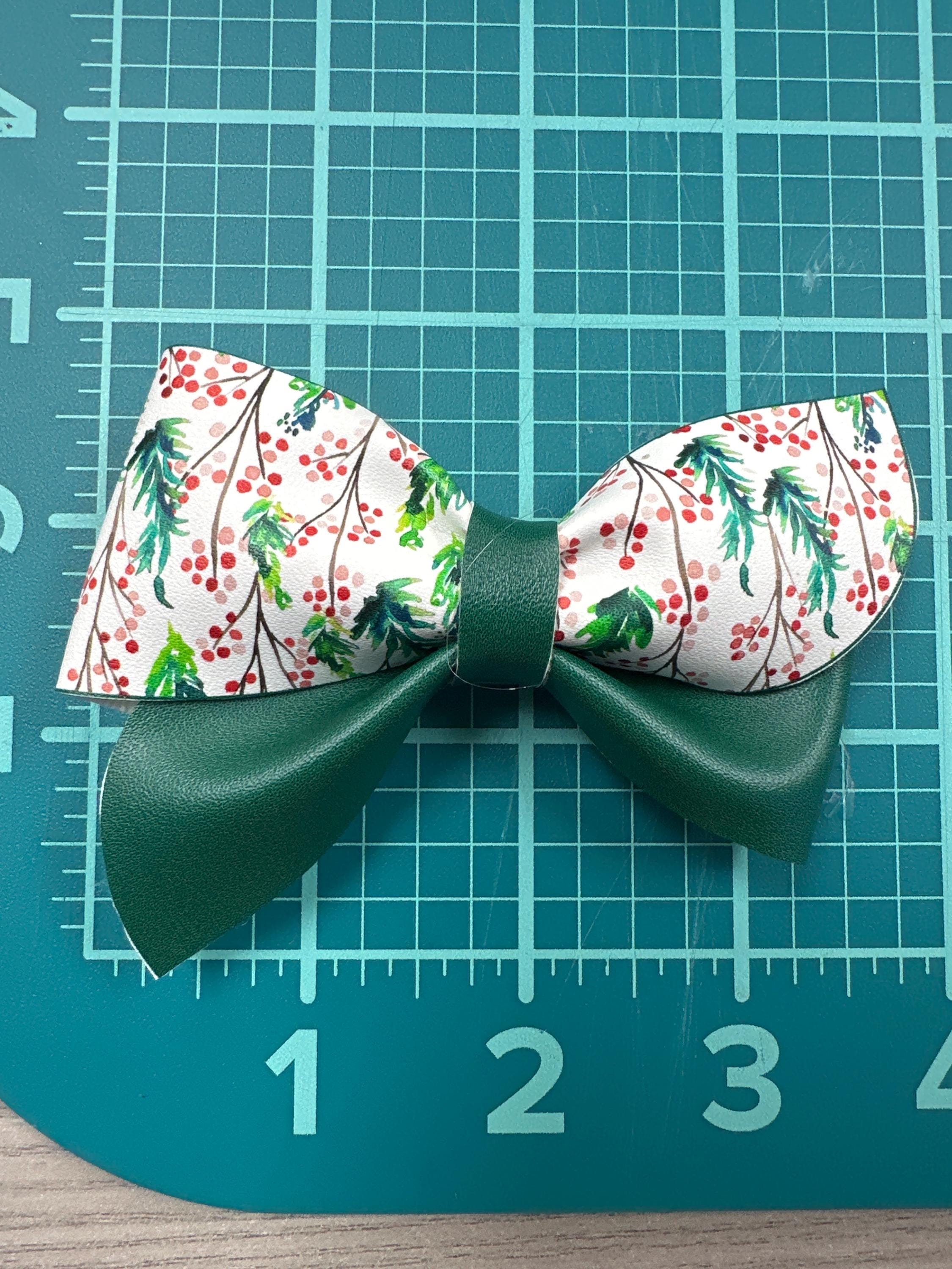 Christmas Forest Pinwheel Faux Leather Hair bows