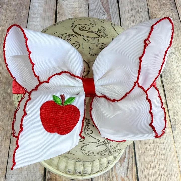 Floral Embroidered Moonstitch Bow Headband