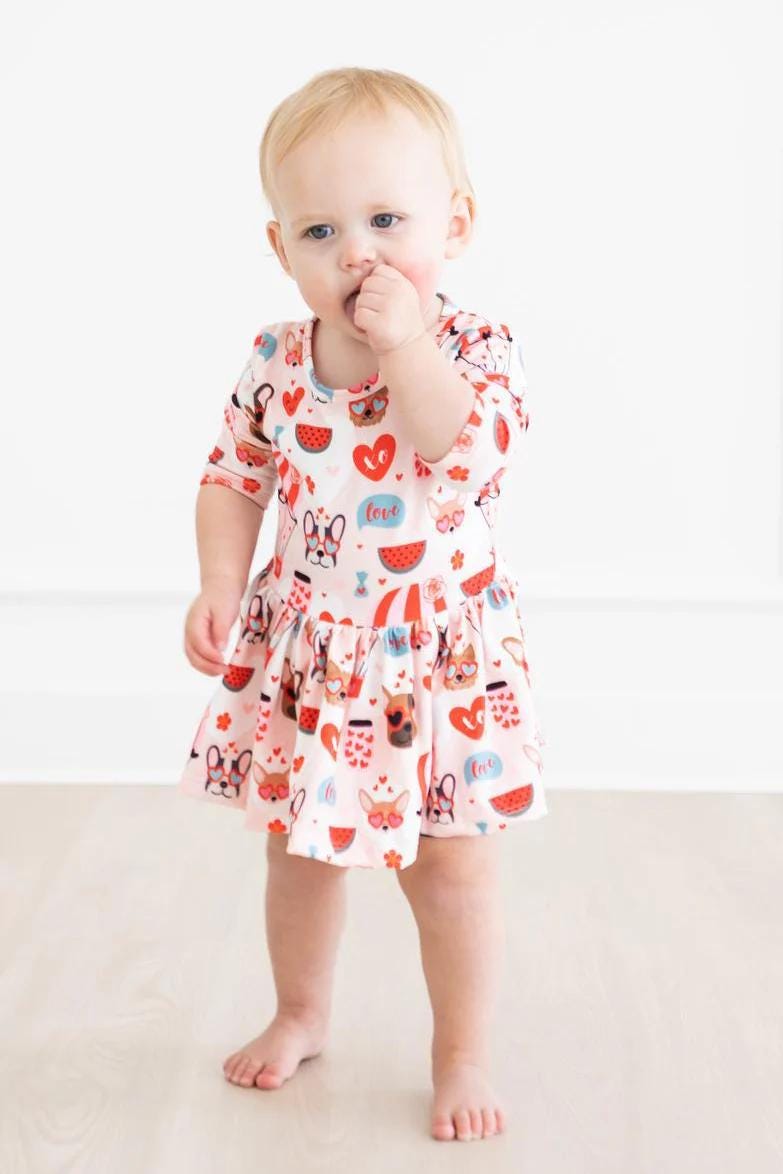 Puppy Love 3/4 Sleeve Twirl Bodysuit