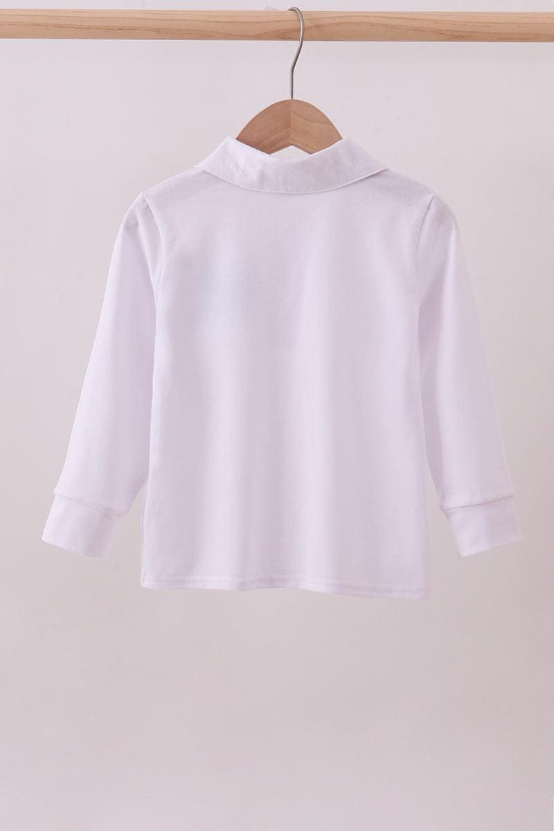 Blue heart french knot button down top