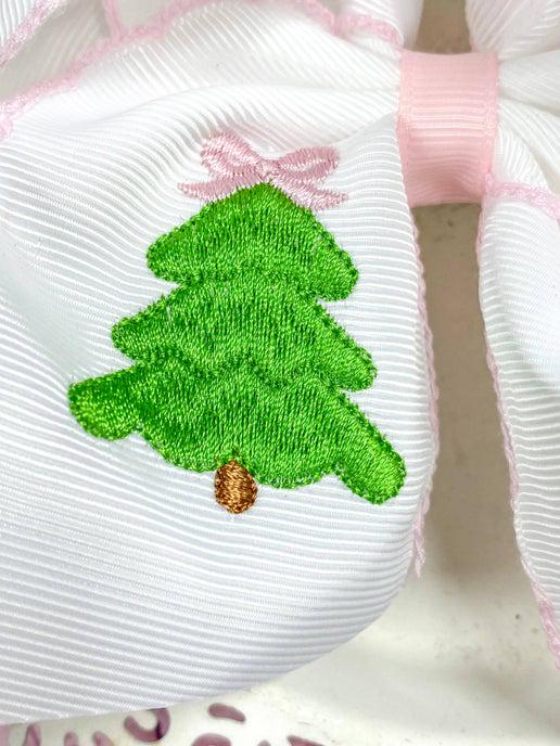 Christmas Embroidered Moonstitch Hair Bow