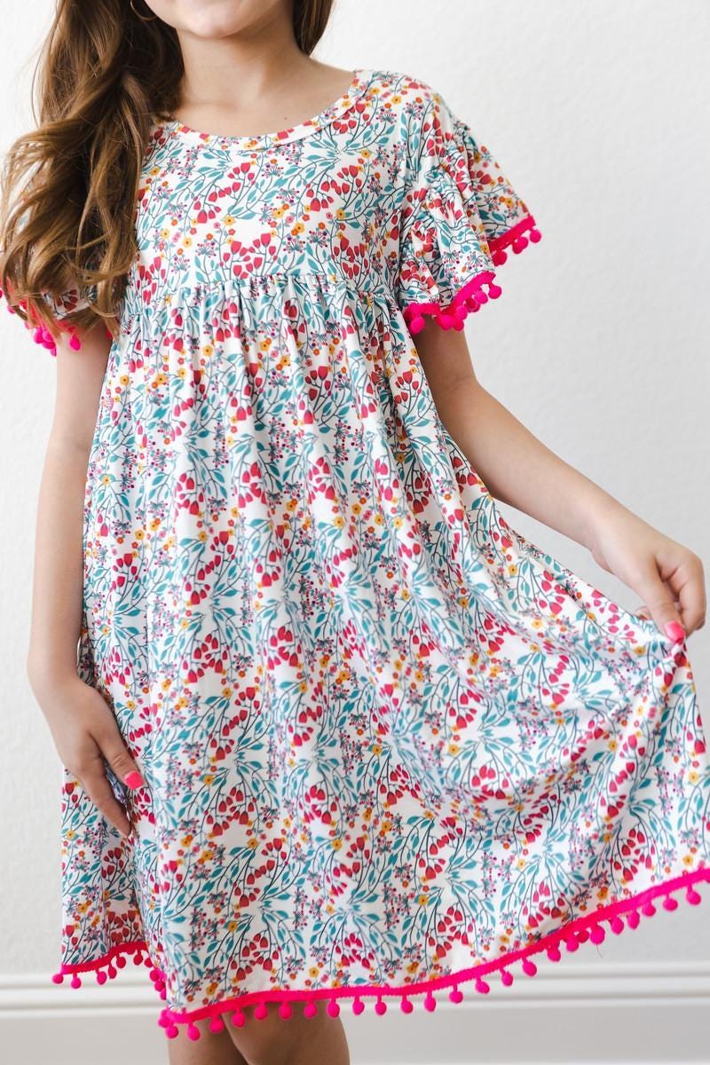 Cabana Floral Pom Pom Dress