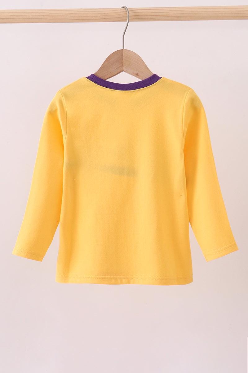 Yellow LSU Go Team embroidery top