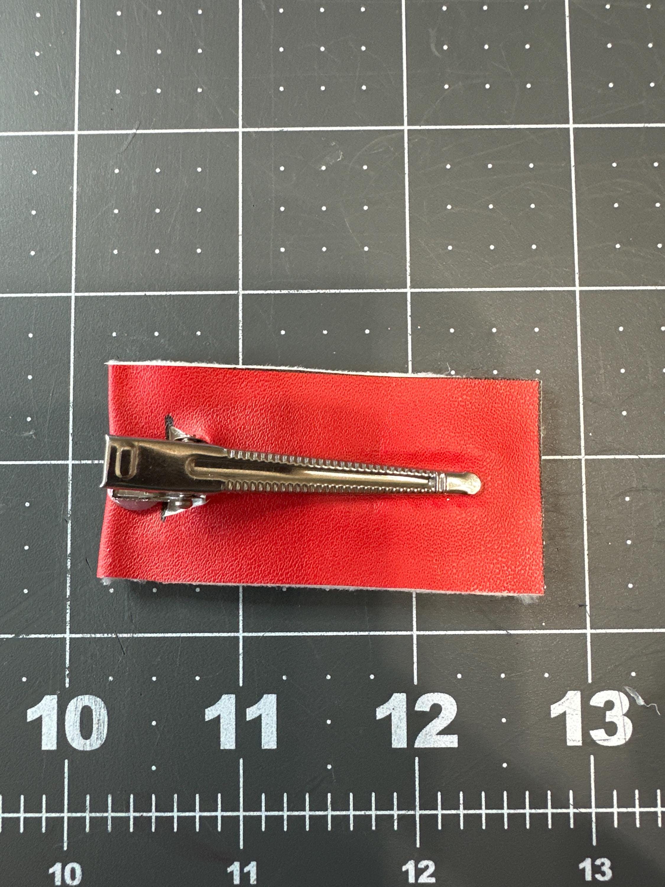 Red Buffalo Plaid Faux Leather Hair Clip