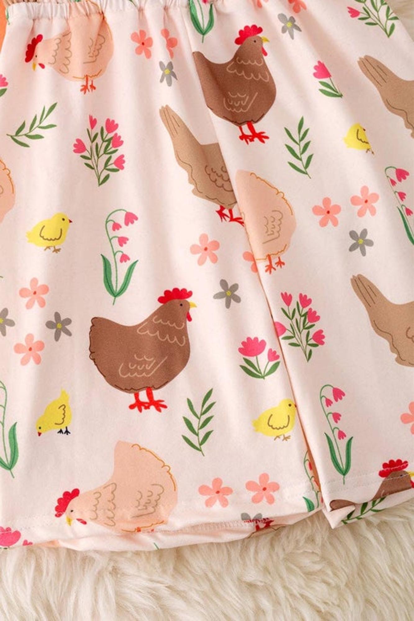 Hen printed girls romper.