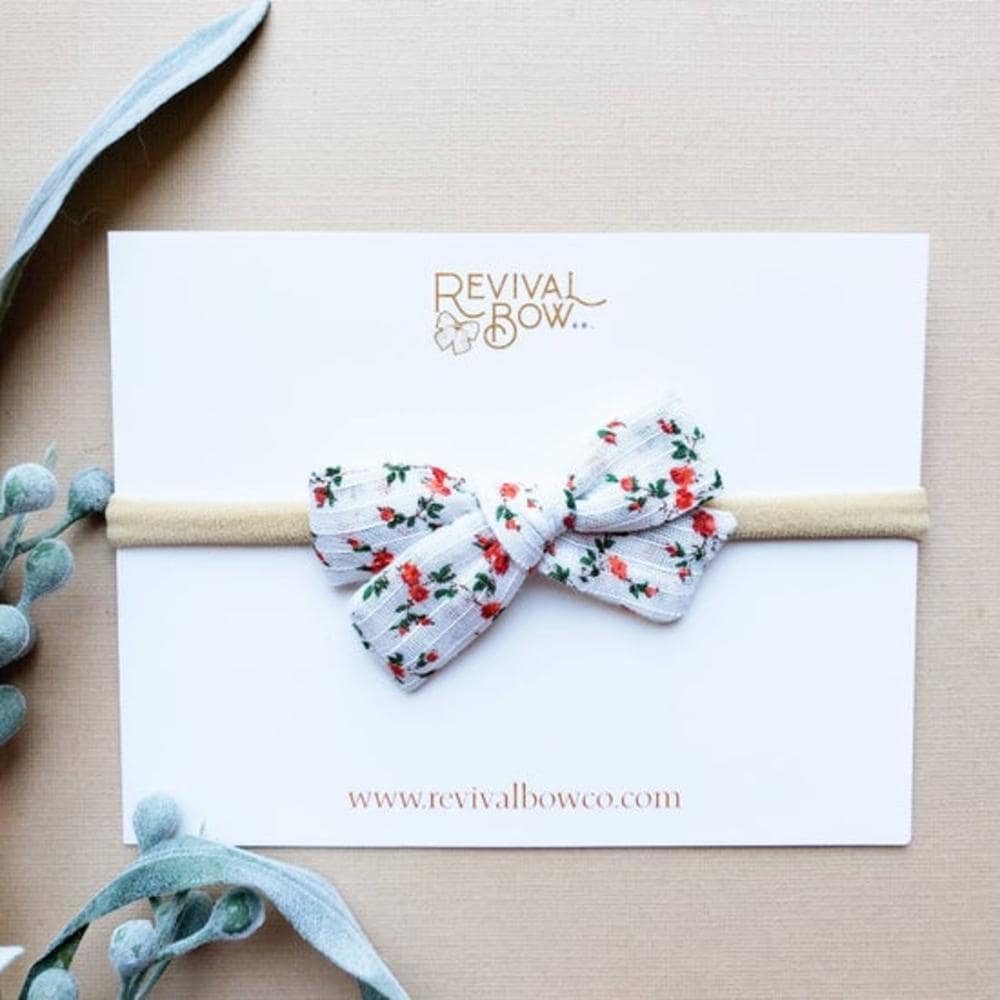 Mini Handmade Bow on Headband • Festive Floral
