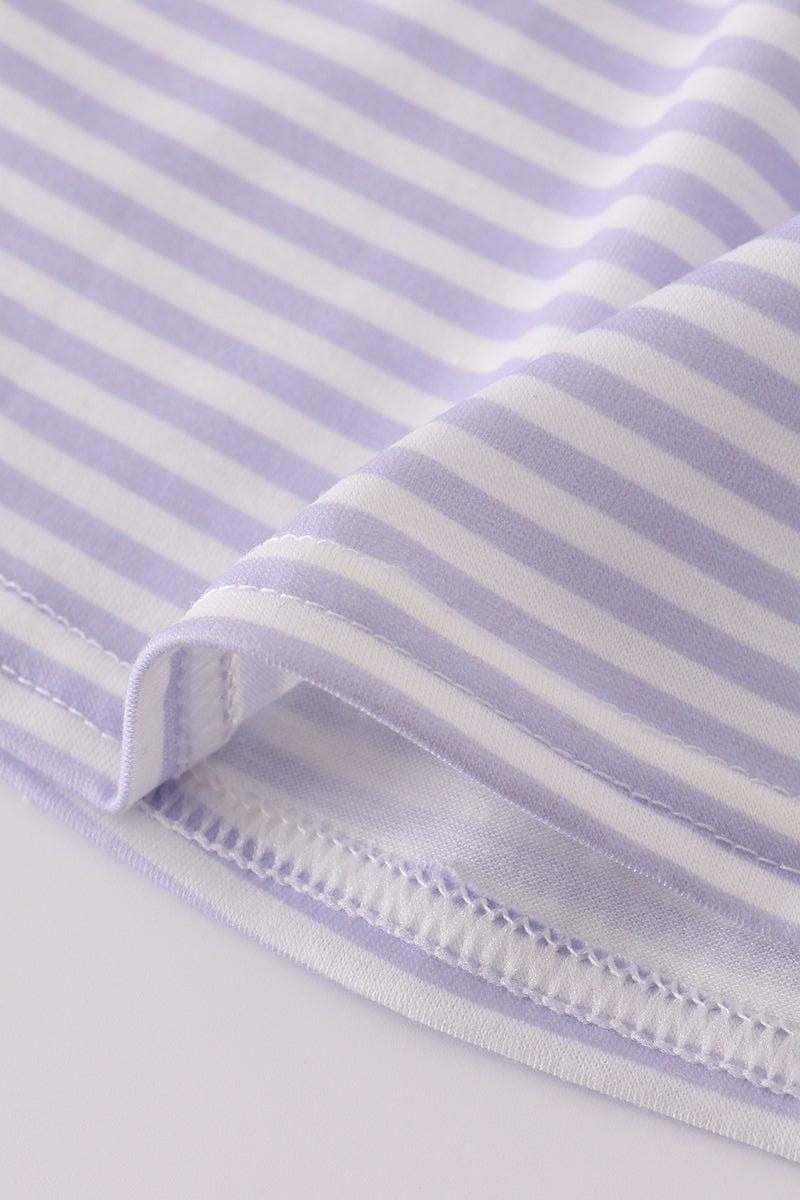 Purple puppy french knot stripe dress