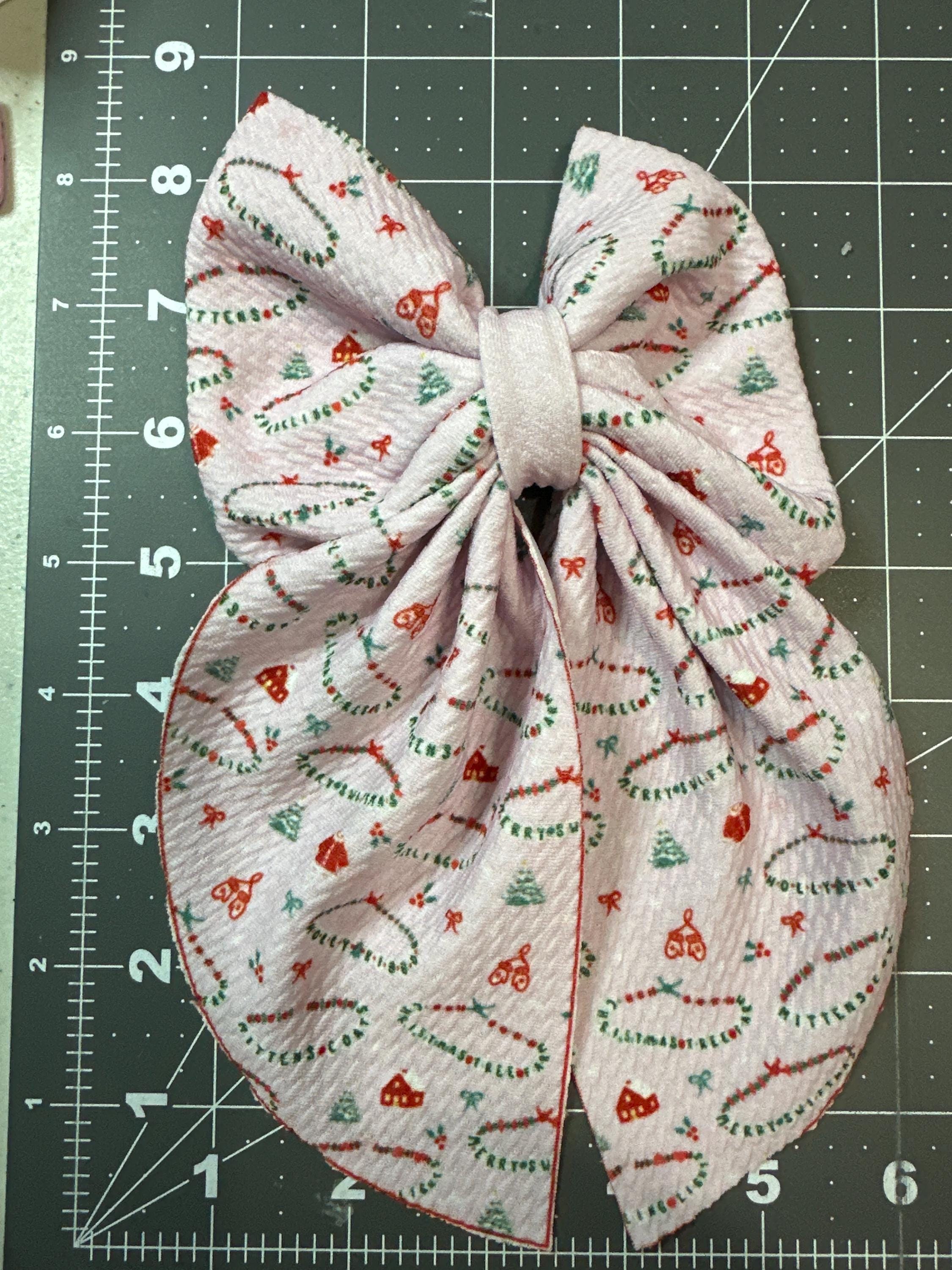 Girly Christmas Flowy Sailor Fabric Hair Bows