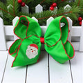 5" Green Santa embroidered and moon stitch trim.
