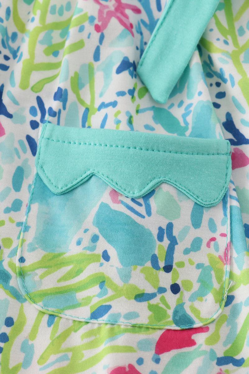 Green meadow splash ruffle bubble outfit