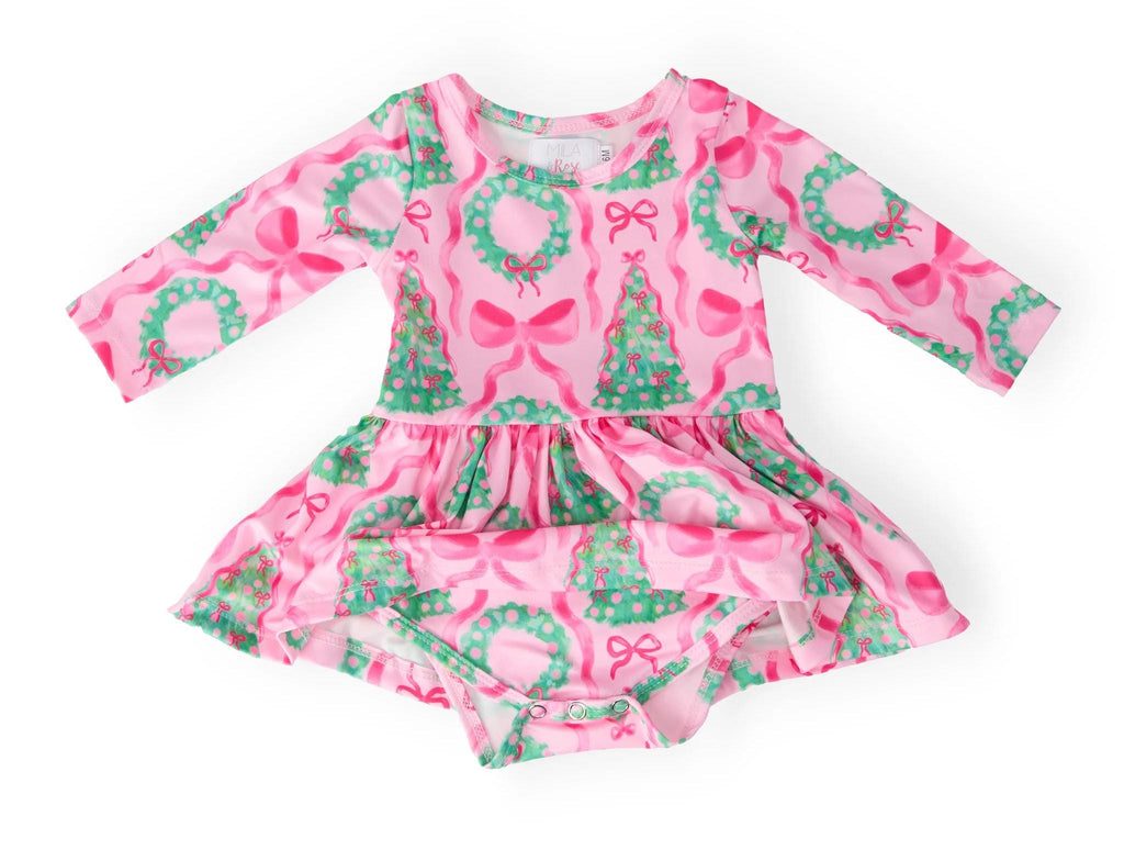 Jingle Bows Long Sleeve Twirl Bodysuit