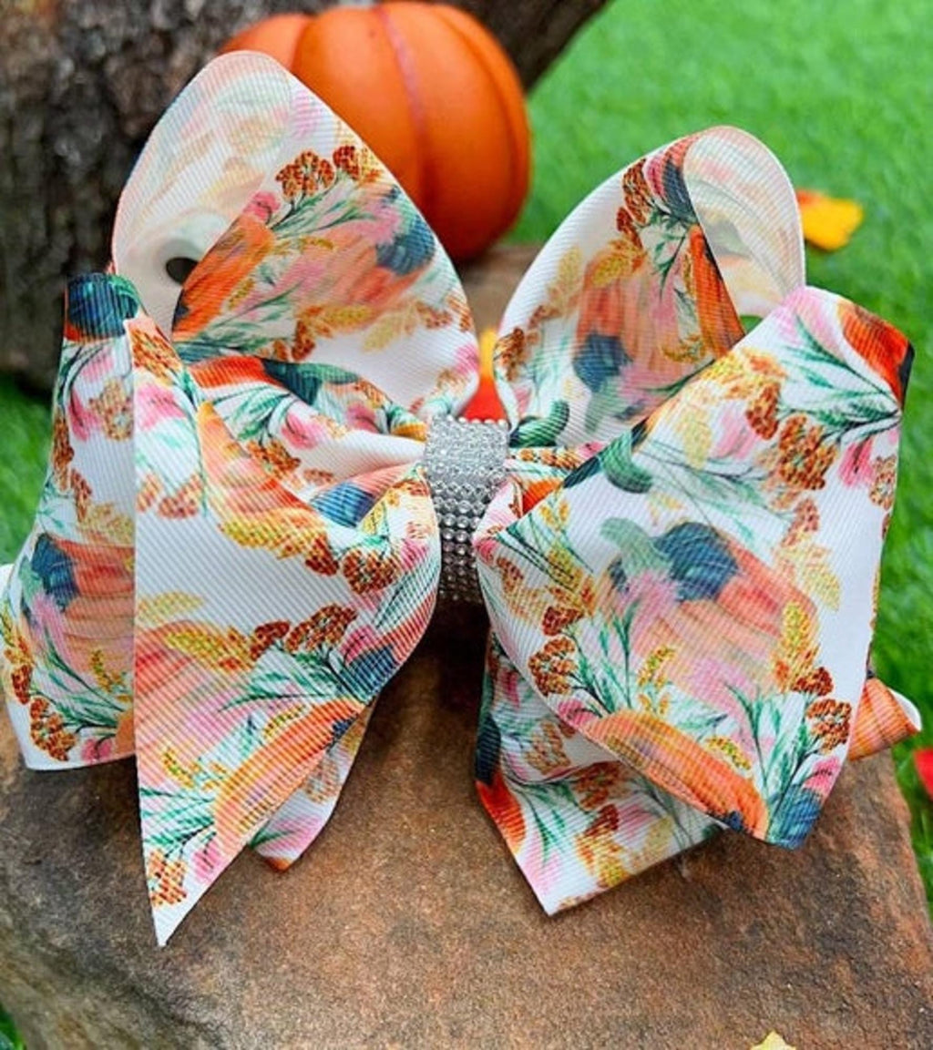 6.5" Double layer fall printed hair bows