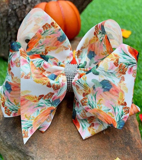 6.5" Double layer fall printed hair bows