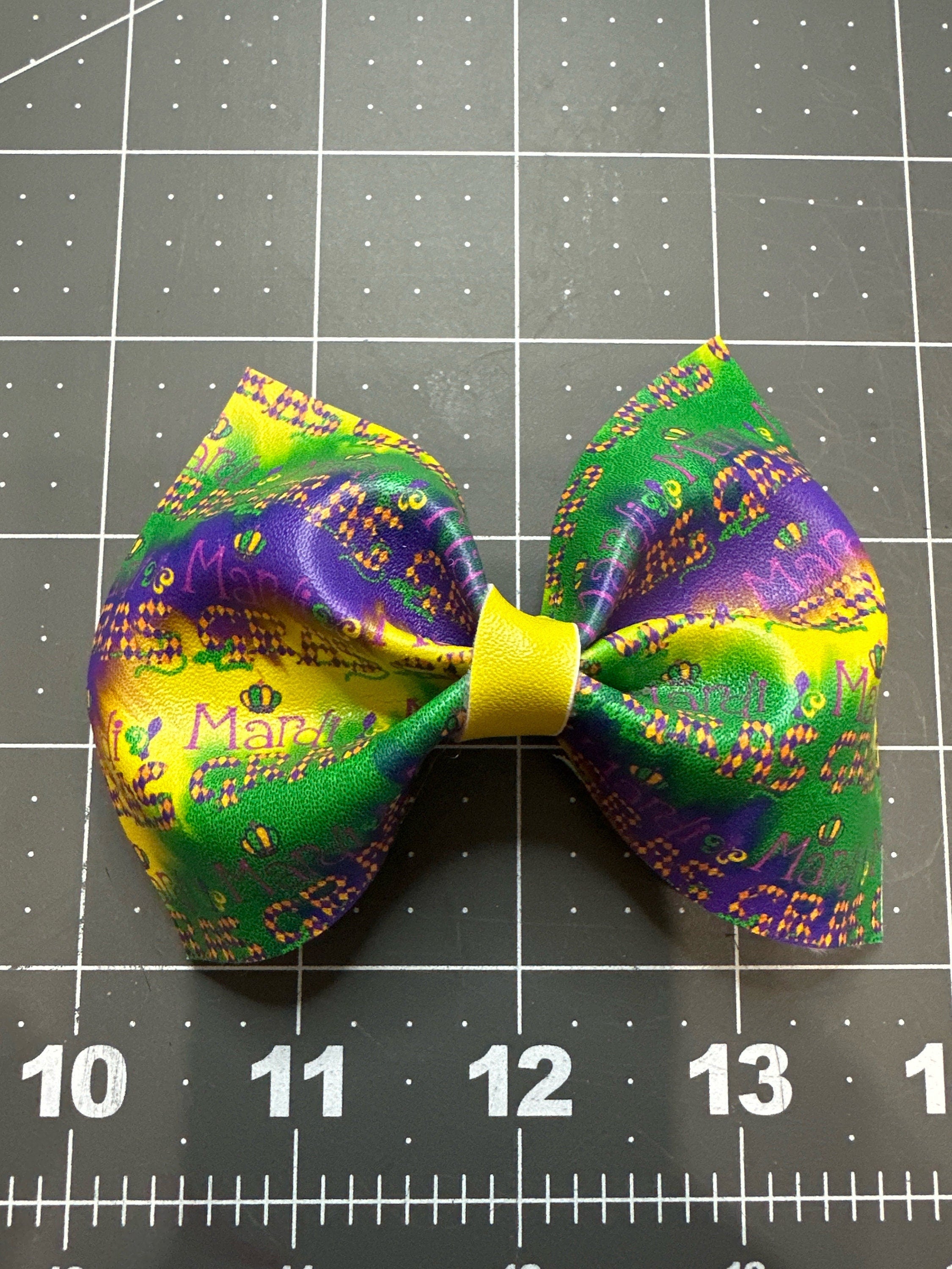 Mardi Gras Faux Leather Hair bows