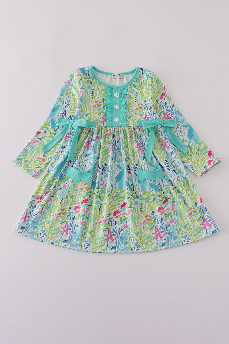 Green meadow splash ruffle bubble outfit