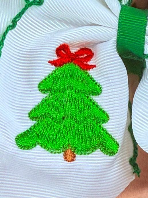 Christmas Embroidered Moonstitch Hair Bow